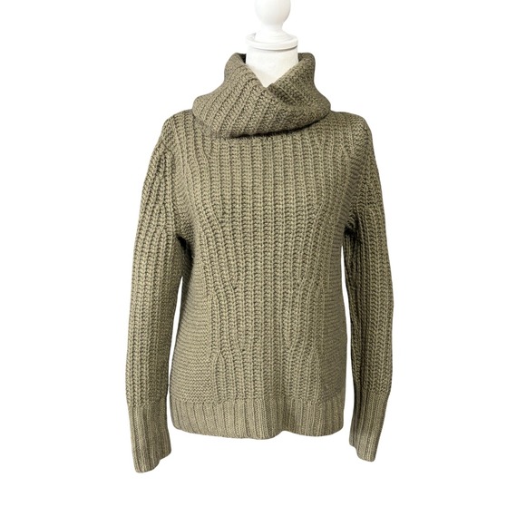 Banana Republic Sweater Womens Small Tigers Eye Green Turtleneck Alpaca Merino - Picture 1 of 16